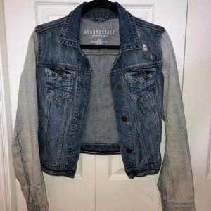 Two Tone Cropped Jean Jacket